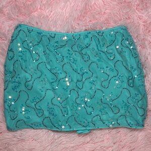 Teal Sequin Embellished Skirt with Built In Shorts!